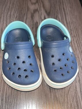 Crocs Kids C4-C5 Navy Aqua Classic Clogs Toddler Slip On Comfort Shoes